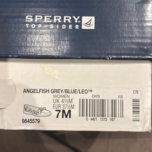 Sherry Top-Sider Angelfish Grey Blue Leo Animal Leopard Print - Picture 8 of 8